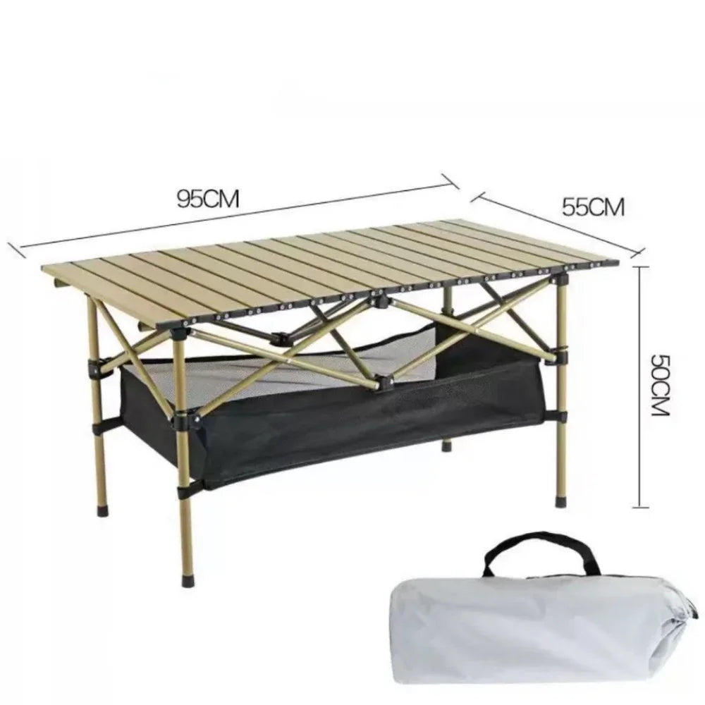 Outdoor Folding Long Table Portable Storage Universal Camping Space Saving Desk Easy To Install with Net Sturdy and Stable Table