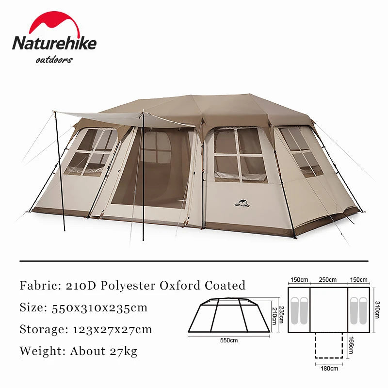 Naturehike Village17 Camping Tent 6-8 Person Large Space Automatic Tent Portable Waterproof Outdoor Picnic Quick Build Tents