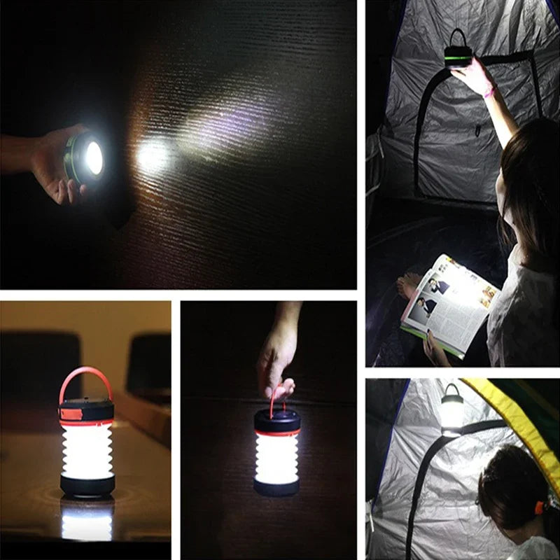 Camping Light Solar Rechargable Foldable Portable Lantern Power Bank Waterproof Flashlight Solar Lamp Camping Outdoor Lamp