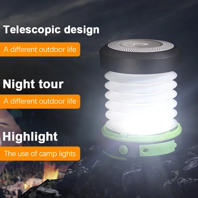Camping Light Solar Rechargable Foldable Portable Lantern Power Bank Waterproof Flashlight Solar Lamp Camping Outdoor Lamp
