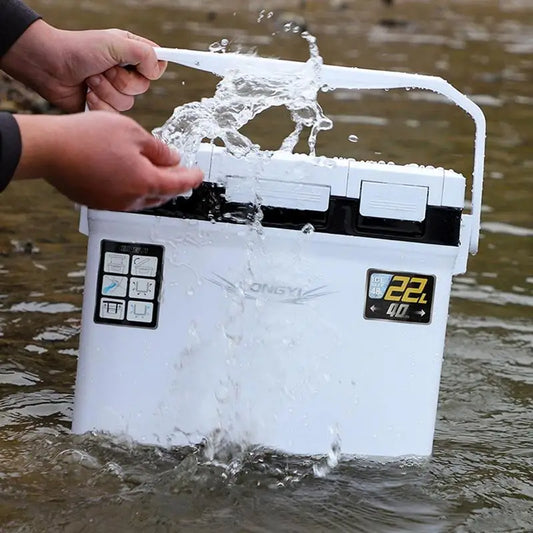 22L Fishing Cooler Box Tackle Box Camping Cooler Tank Gear Tool Container Outdoor Food Drink Cooler Refrigeration Case Organizer
