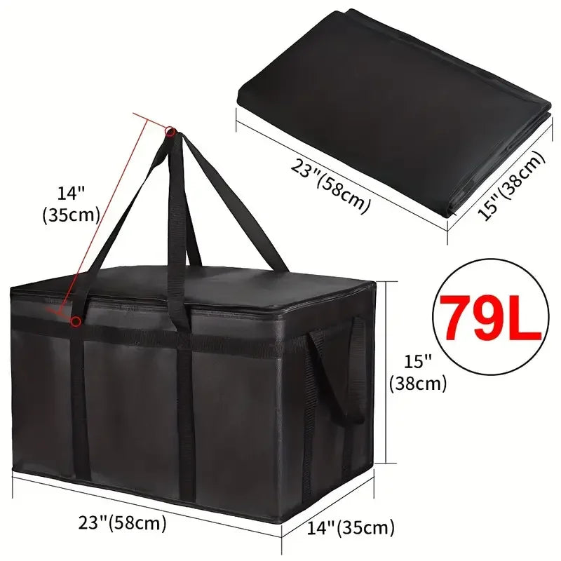 1Pc Portable Insulated Cooler Outdoor Camping Travelling BBQ Catering Materials Zipper Bag Picnic Folding Insulated Bag Tote Bag