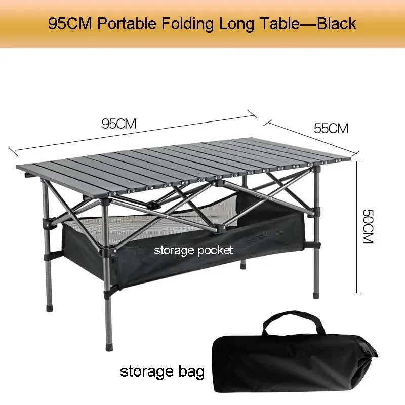 Outdoor Folding Long Table Portable Storage Universal Camping Space Saving Desk Easy To Install with Net Sturdy and Stable Table