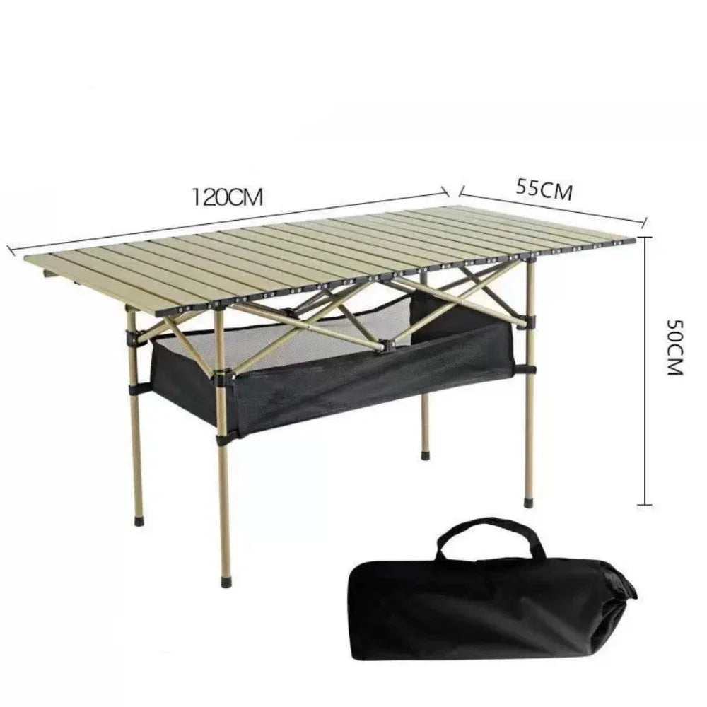 Outdoor Folding Long Table Portable Storage Universal Camping Space Saving Desk Easy To Install with Net Sturdy and Stable Table