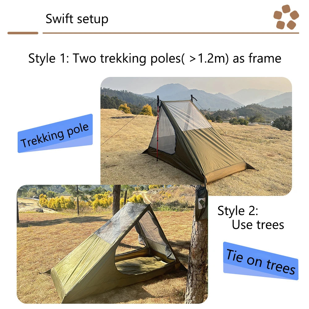 Airy Mesh Tent Outdoor camping mosquito-proof single hiking tent lightweight inner tent pole-free tent backpacking 1 person