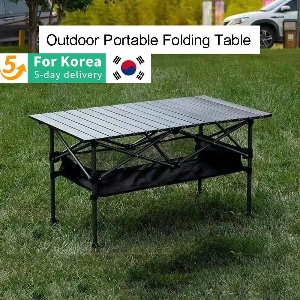 Outdoor Folding Long Table Portable Storage Universal Camping Space Saving Desk Easy To Install with Net Sturdy and Stable Table