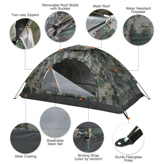 Ultralight Single-Layer Camouflage Camping Tent