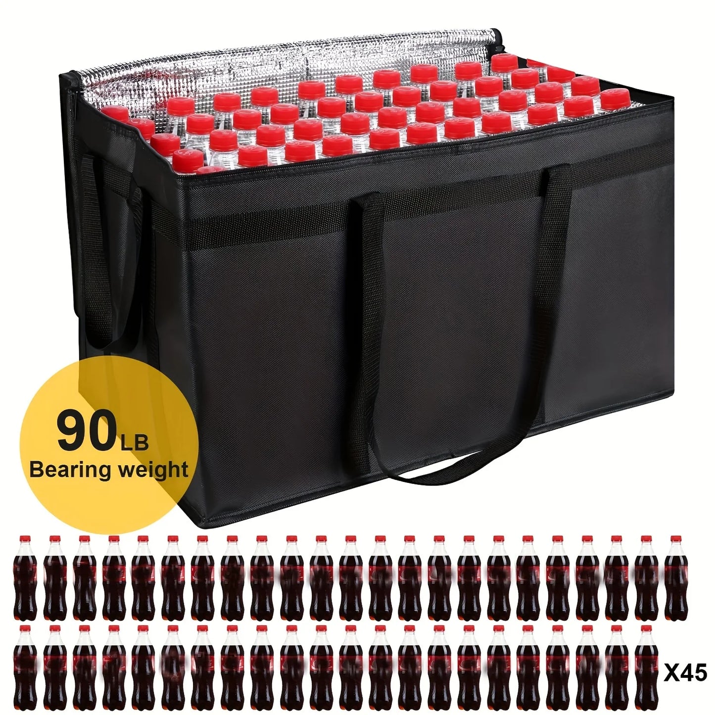1Pc Portable Insulated Cooler Outdoor Camping Travelling BBQ Catering Materials Zipper Bag Picnic Folding Insulated Bag Tote Bag