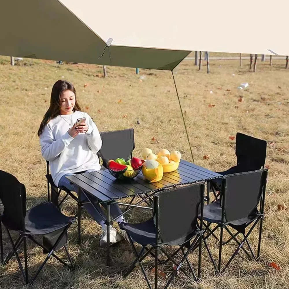 Outdoor Folding Long Table Portable Storage Universal Camping Space Saving Desk Easy To Install with Net Sturdy and Stable Table