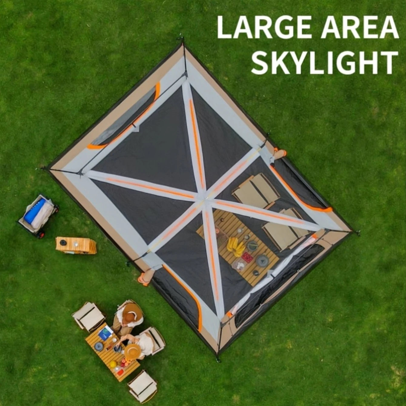 5-8 Person Camping Tent 2 Bedroom 1Hall  Double Layers Oversize Thickened Rainproof Tent Outdoor Family Camp Tour Equipment