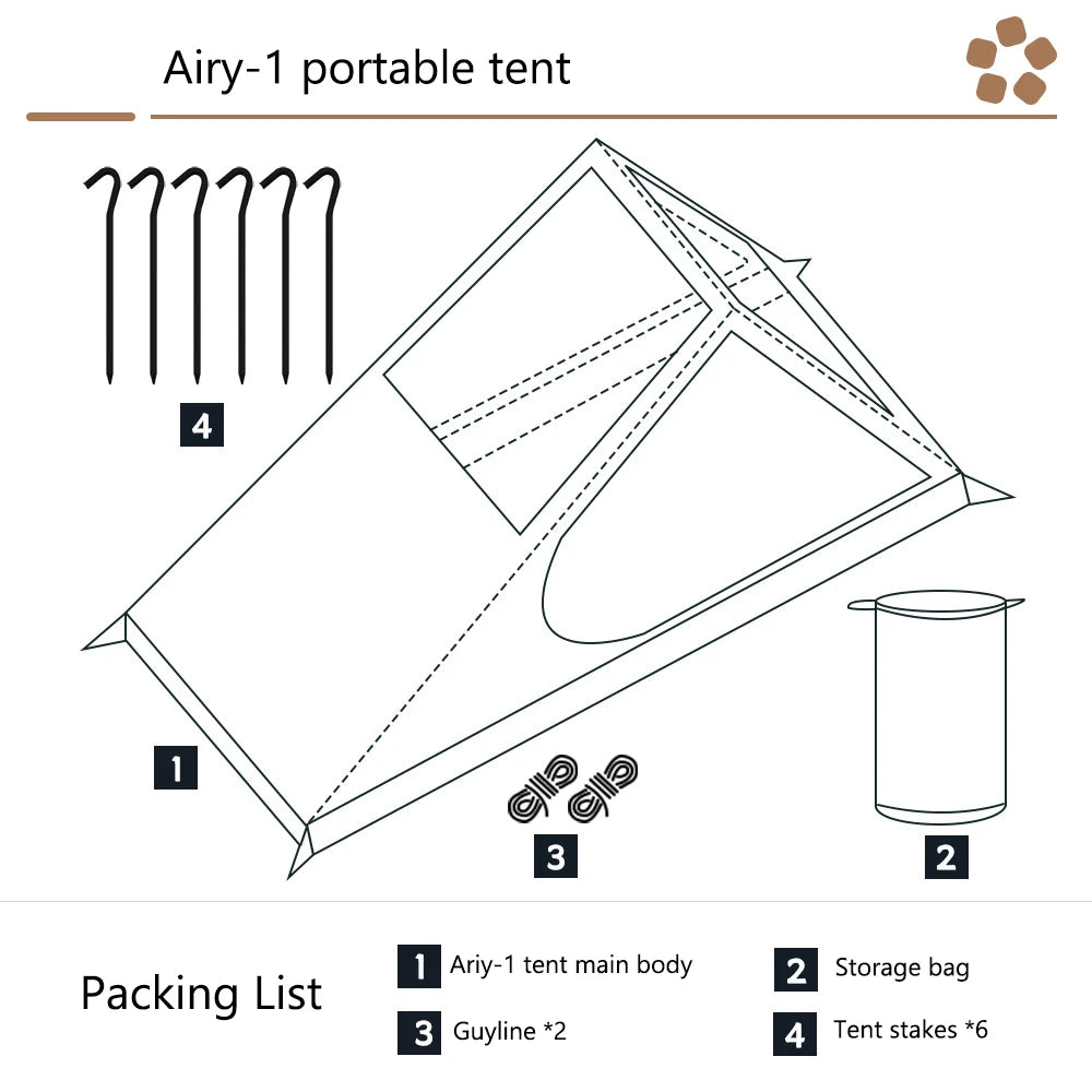 Airy Mesh Tent Outdoor camping mosquito-proof single hiking tent lightweight inner tent pole-free tent backpacking 1 person