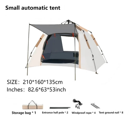 Outdoor Four Person Automatic Pop-up Camping Tent - Quickly Build Portable Tent, Panoramic French Window Tent