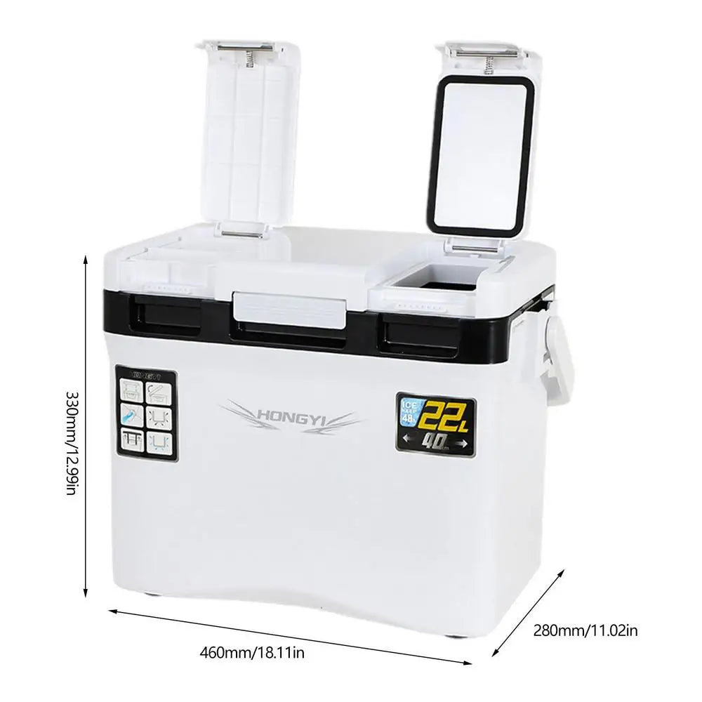 22L Fishing Cooler Box Tackle Box Camping Cooler Tank Gear Tool Container Outdoor Food Drink Cooler Refrigeration Case Organizer