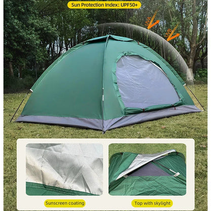 Outdoor camping tent, hiking tent with hand-connected rain and sun protection