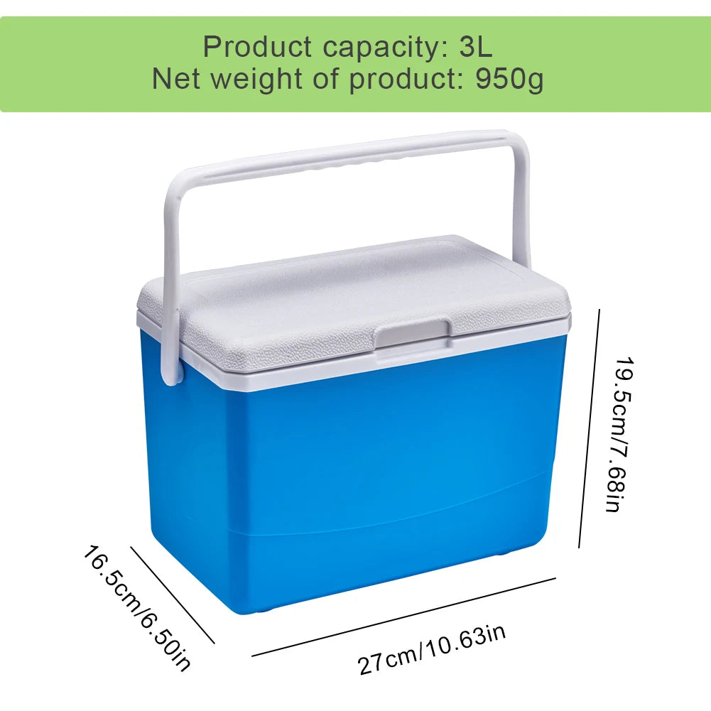 3L Insulated Portable Cooler with Handle Picnic Ice Bucket Heat Preservation Food Storage Cooler Box for Camping Tailgating
