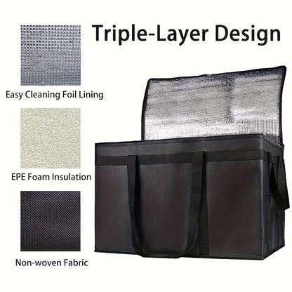 1Pc Portable Insulated Cooler Outdoor Camping Travelling BBQ Catering Materials Zipper Bag Picnic Folding Insulated Bag Tote Bag