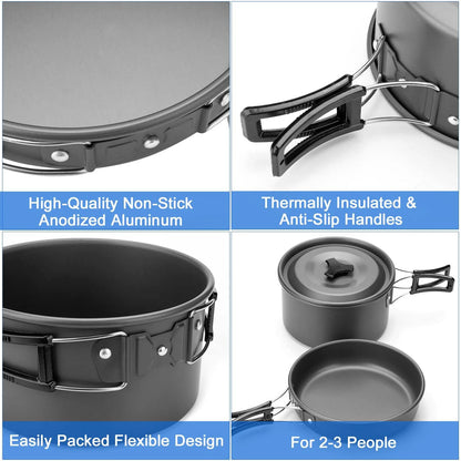 New Outdoor Cookware, Camping Pot and Teapot Set, Camping Pot and Kettle Set Camping Equipment Outdoor Accessories