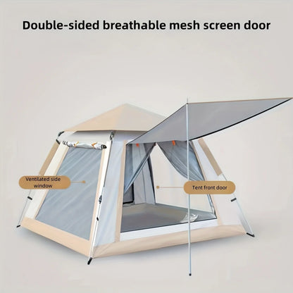 Outdoor Four Person Automatic Pop-up Camping Tent - Quickly Build Portable Tent, Panoramic French Window Tent