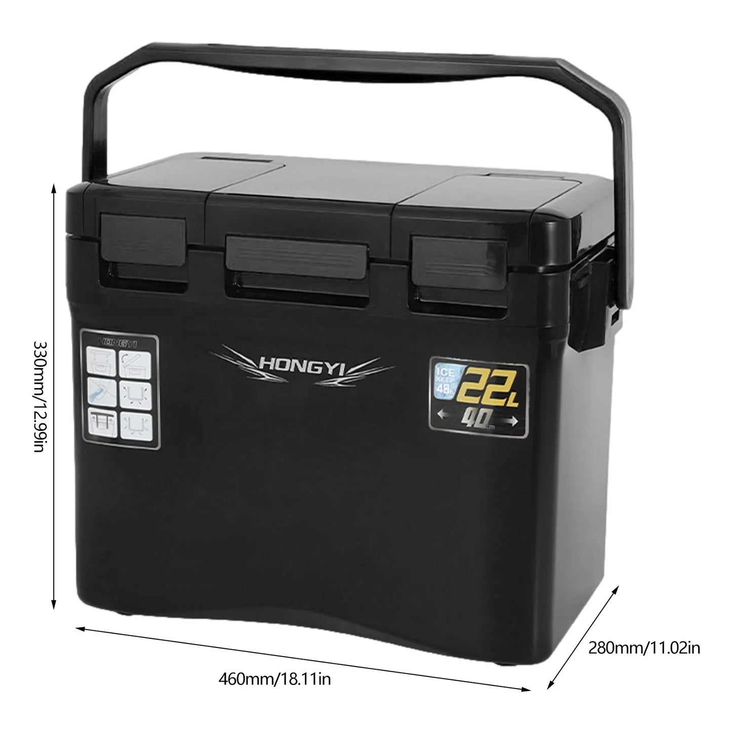 22L Fishing Cooler Box Tackle Box Camping Cooler Tank Gear Tool Container Outdoor Food Drink Cooler Refrigeration Case Organizer