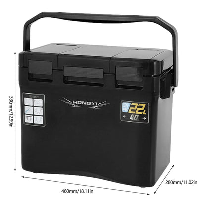 22L Fishing Cooler Box Tackle Box Camping Cooler Tank Gear Tool Container Outdoor Food Drink Cooler Refrigeration Case Organizer