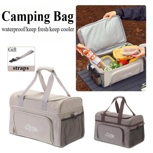 Camping Cooler Bag Large Capacity Waterproof Liner Thermal Insulated Picnic Lunch Bag Family Outdoor BBQ Storage Cooling Box