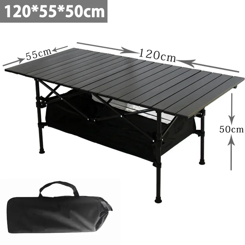 Outdoor Camping Folding Table Portable Lightweight Organizer Desks Carbon Steel Multi-purpose Picnic Hiking Egg Roll Long Table