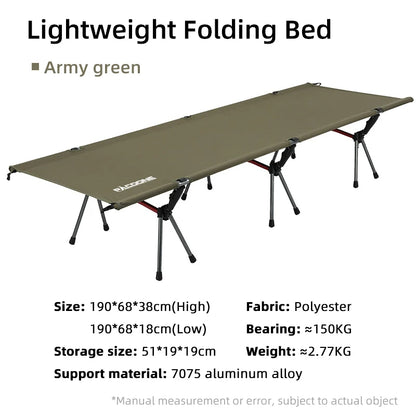 PACOONE Camping Cot Folding Camping Bed Portable Outdoor Bed Comfortable Sleeping Cots for Adults & Kids Camping, Travel, RV