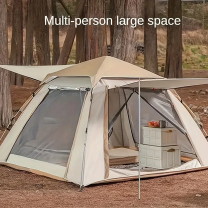Outdoor Four Person Automatic Pop-up Camping Tent - Quickly Build Portable Tent, Panoramic French Window Tent