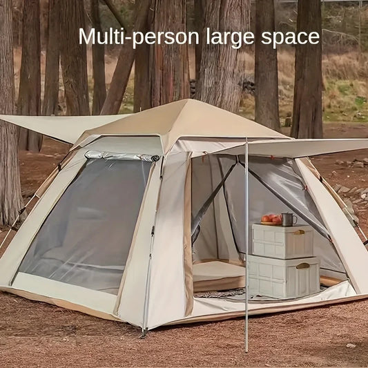 Outdoor Four Person Automatic Pop-up Camping Tent - Quickly Build Portable Tent, Panoramic French Window Tent