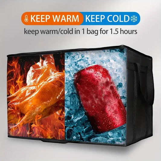 1Pc Portable Insulated Cooler Outdoor Camping Travelling BBQ Catering Materials Zipper Bag Picnic Folding Insulated Bag Tote Bag