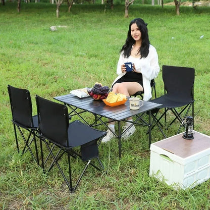 Outdoor Camping Folding Table Portable Lightweight Organizer Desks Carbon Steel Multi-purpose Picnic Hiking Egg Roll Long Table
