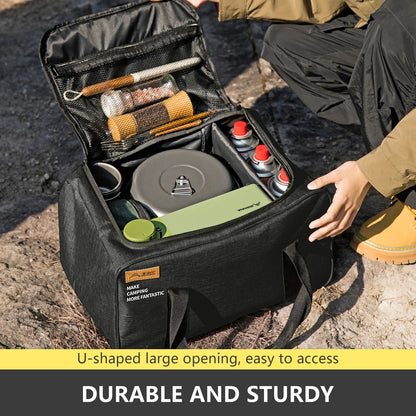 BISINNA Outdoor Camping Bag 26L Folding Gas Tank Storage Bag Picnic Cookwre Container Camp Supplies Adjustable Partition