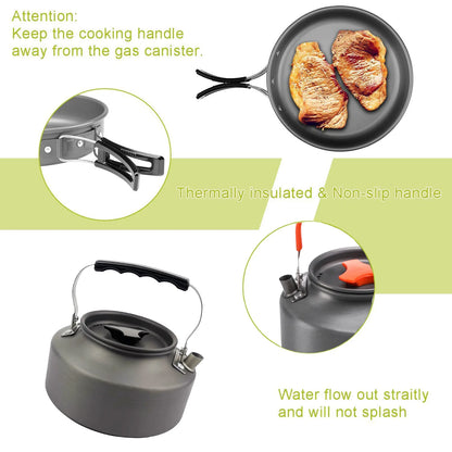 New Outdoor Cookware, Camping Pot and Teapot Set, Camping Pot and Kettle Set Camping Equipment Outdoor Accessories