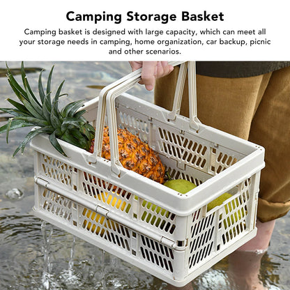 Camping Basket Multifunction  Breathable Foldable Large Capacity Camping Storage Basket Handheld Portable for Picnic