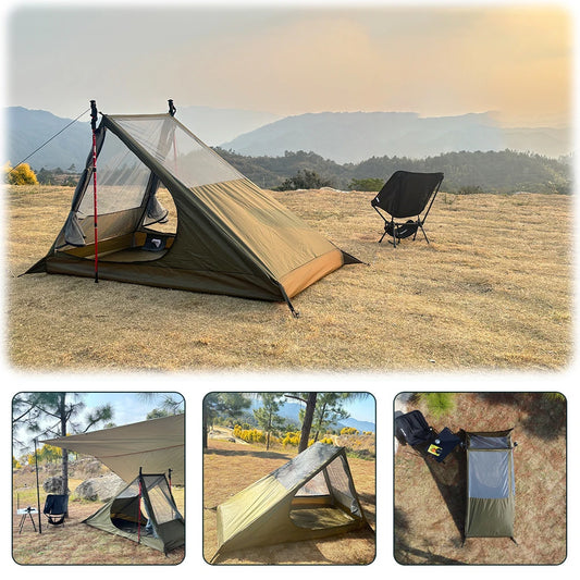 Airy Mesh Tent Outdoor camping mosquito-proof single hiking tent lightweight inner tent pole-free tent backpacking 1 person
