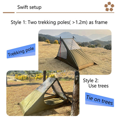 Airy Mesh Tent Outdoor camping mosquito-proof single hiking tent lightweight inner tent pole-free tent backpacking 1 person