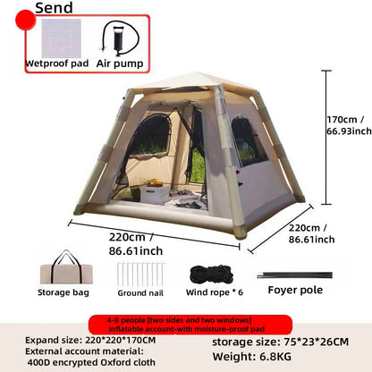 A large inflatable tent for 5-8 people, waterproof camping tent, portable outdoor tent, perfect for camping, hiking traveling