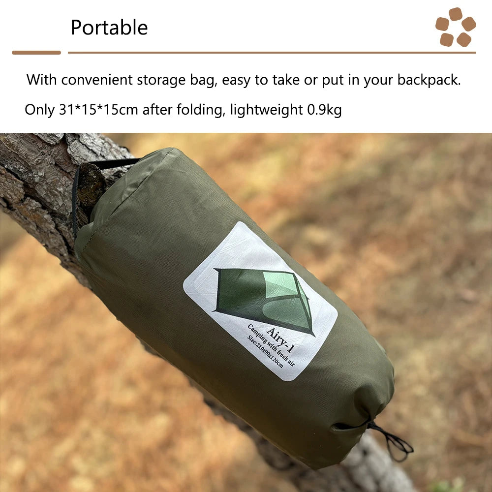 Airy Mesh Tent Outdoor camping mosquito-proof single hiking tent lightweight inner tent pole-free tent backpacking 1 person