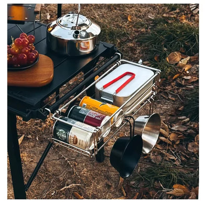Outdoor Aluminum Table Side Storage Rack Hanging Mesh IGT Table Expansion Bracket Folding Table Extension Basket Folding Rack
