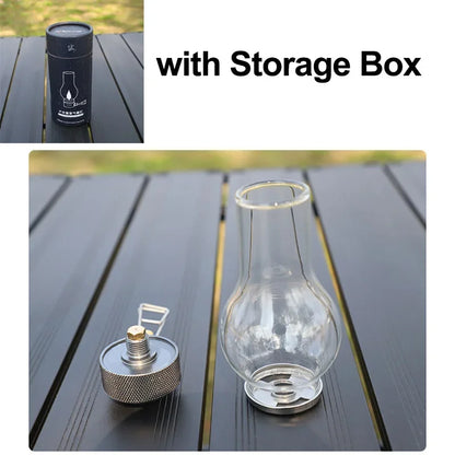 Camping Lamp Portable Gas Candle Light with High Temperature Resistant Glass Atmosphere Light Outdoor Hiking Backpacking Picnic