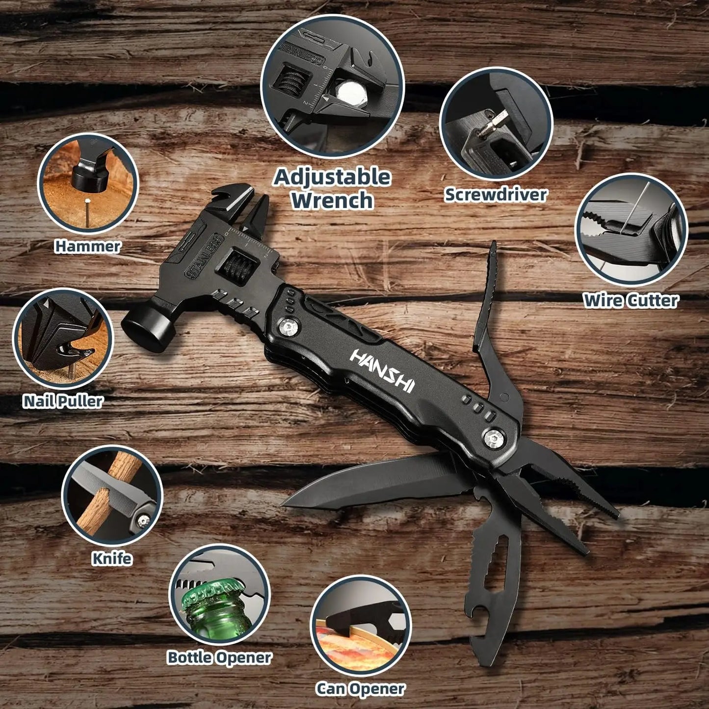 Multi Functional Adjustable Open-end Wrench Combination Universal Folding Pliers EDC Tool