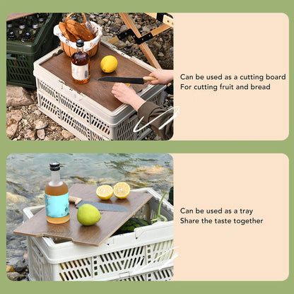Camping Basket Multifunction  Breathable Foldable Large Capacity Camping Storage Basket Handheld Portable for Picnic
