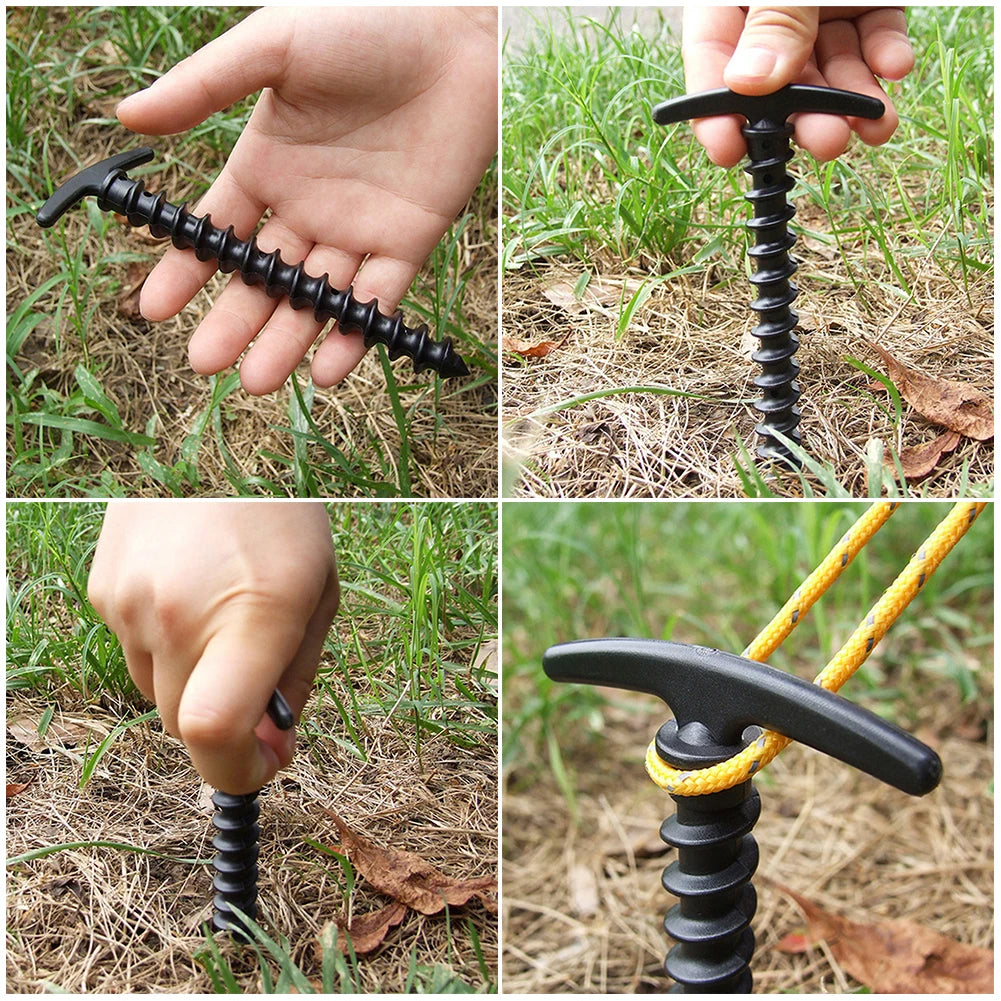 10pcs/pack Tent Pegs Ground Nails Outdoor Camping Peg Screw Anchor Stakes Hiking Tent Pins Windproof Tent Accessories 14.5x7cm