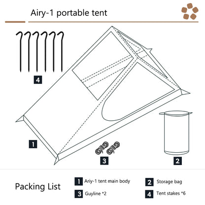Airy Mesh Tent Outdoor camping mosquito-proof single hiking tent lightweight inner tent pole-free tent backpacking 1 person