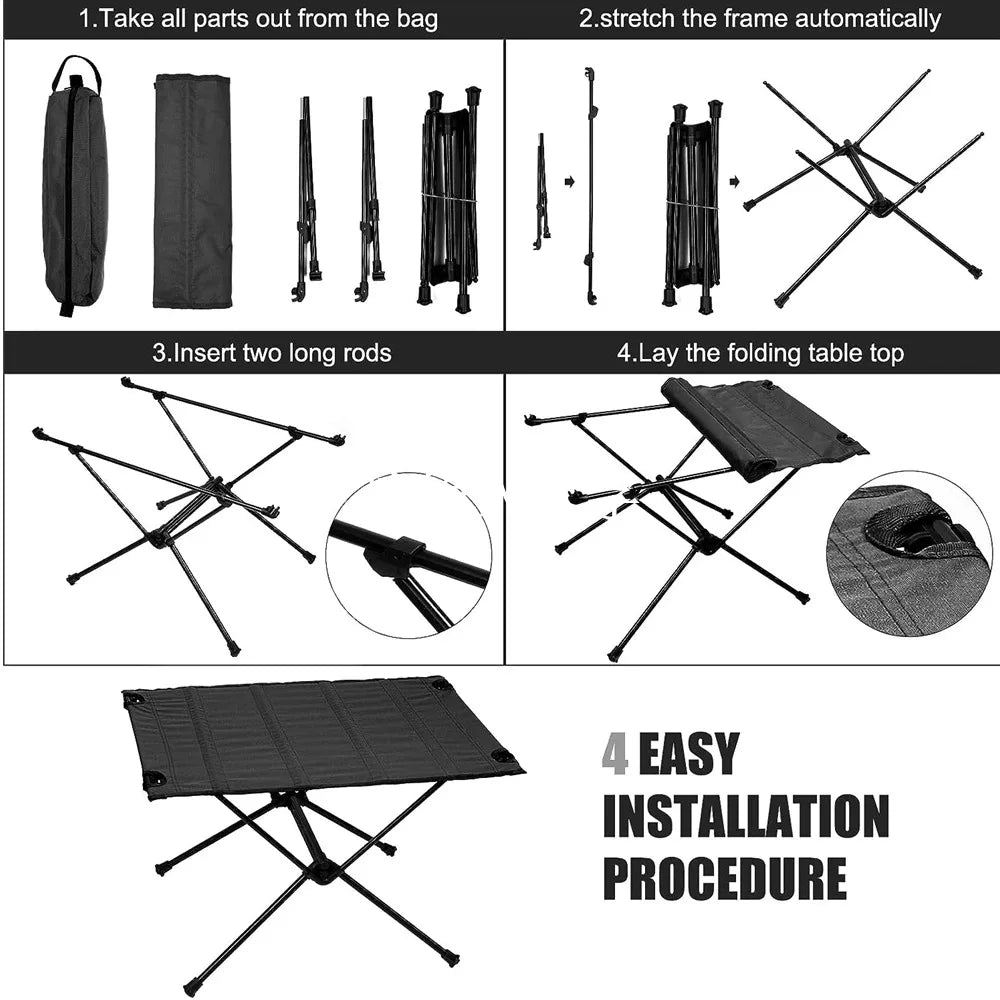 Camping Folding Table Lightweight 1680D Oxford Roll-Up Table Portable Aluminum Tourist Tables for Outdoor Picnic