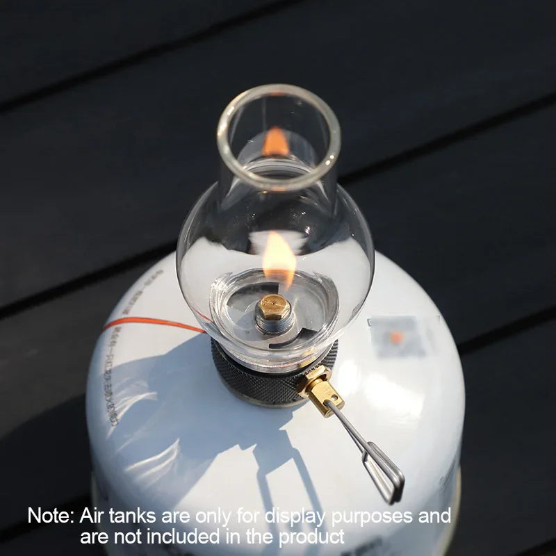 Camping Lamp Portable Gas Candle Light with High Temperature Resistant Glass Atmosphere Light Outdoor Hiking Backpacking Picnic