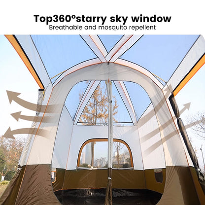 2025 Upgraded 4 Season Camping Tent 3-12 Person Waterproof Windproof Double Layer 2 Room Family Outdoor Backpacking Equipment