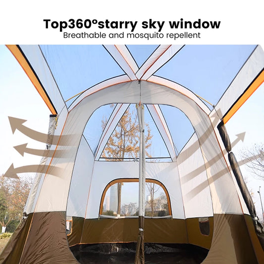 2025 Upgraded 4 Season Camping Tent 3-12 Person Waterproof Windproof Double Layer 2 Room Family Outdoor Backpacking Equipment